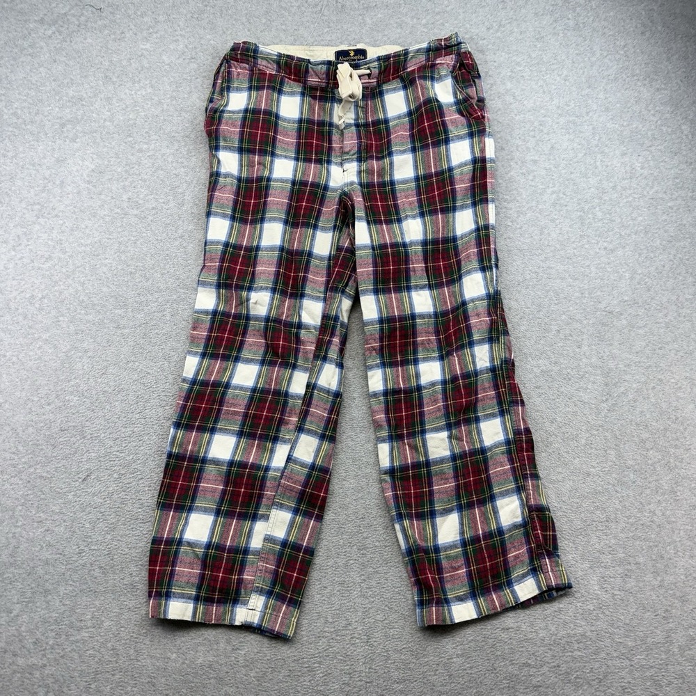 Abercrombie Vintage Plaid Flannel Sleep Lounge Pants Large Heavy Y2K 90s Pockets